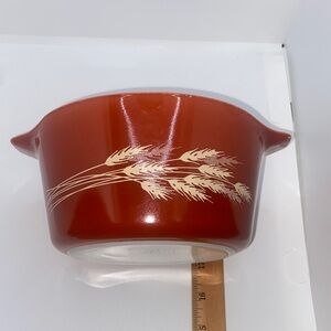 Vintage Pyrex Autumn Harvest Wheat 1-quart Casserole Dish • 473-B • 1970s Pyrex